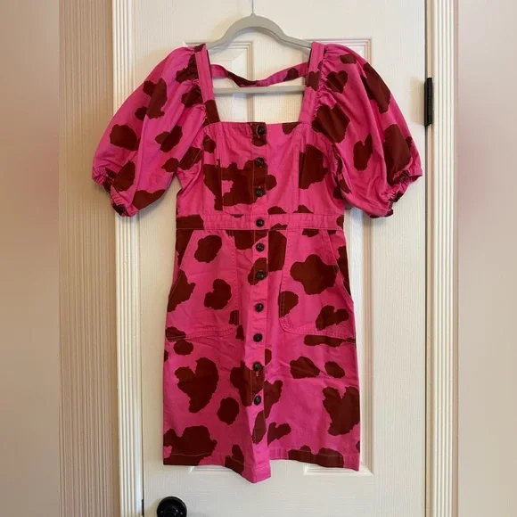 open lace back dress The Cowgirl Way Button Up Cow Print Cowboy Hat Dress in Hot Pink main image 0